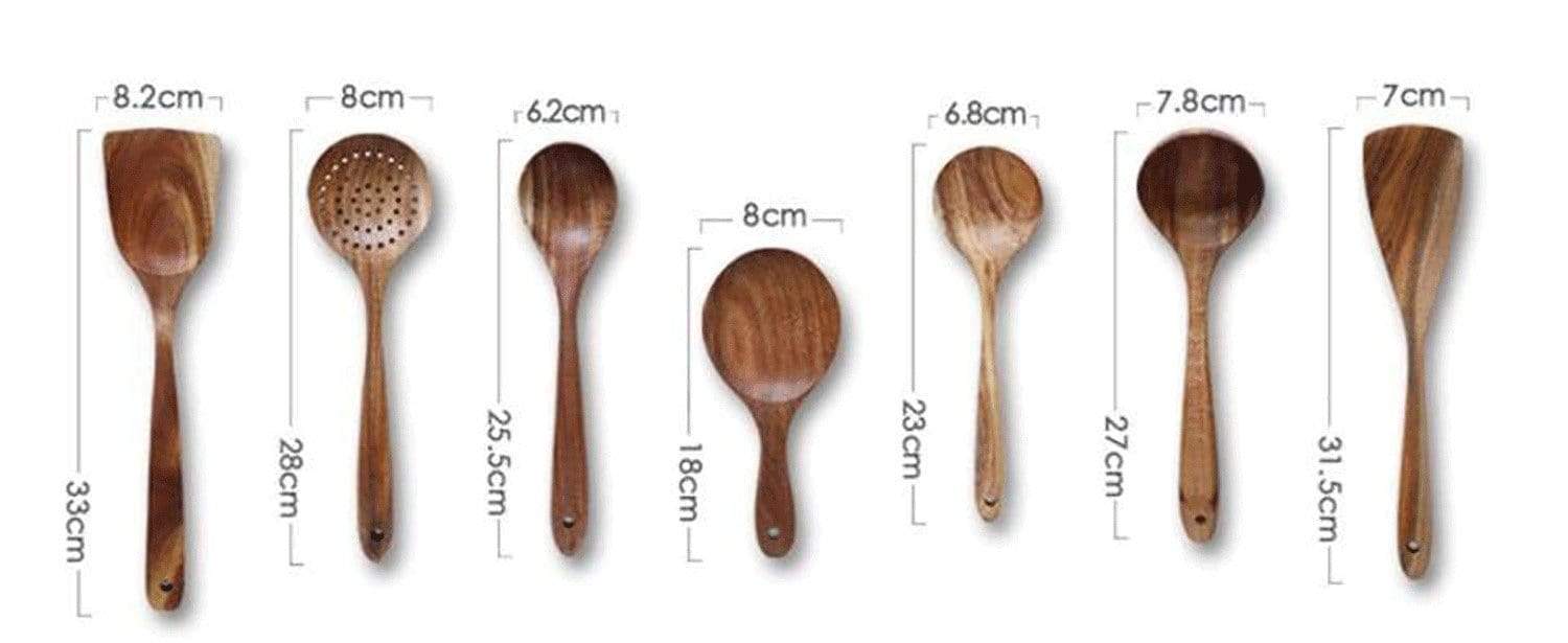 7 Piece Teak Utensil Set + Caddy Bundle - Image 5